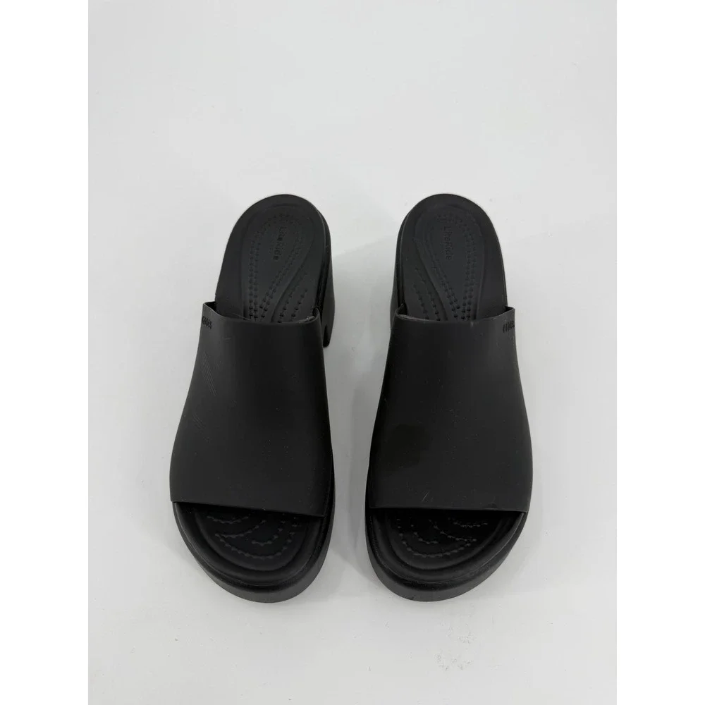 Crocs Brooklyn High Wedge Sandal Black Platform Mules Womens Size 6 206222-060